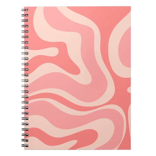 Modern Retro Flytande Virvel Abstrakt Rosa Anteckningsbok (Framsidan)