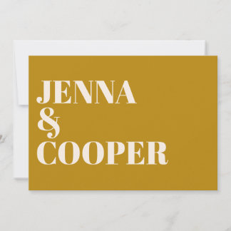 Modern Retro Fold Type Goldenrod & Linen Bröllop Inbjudningar