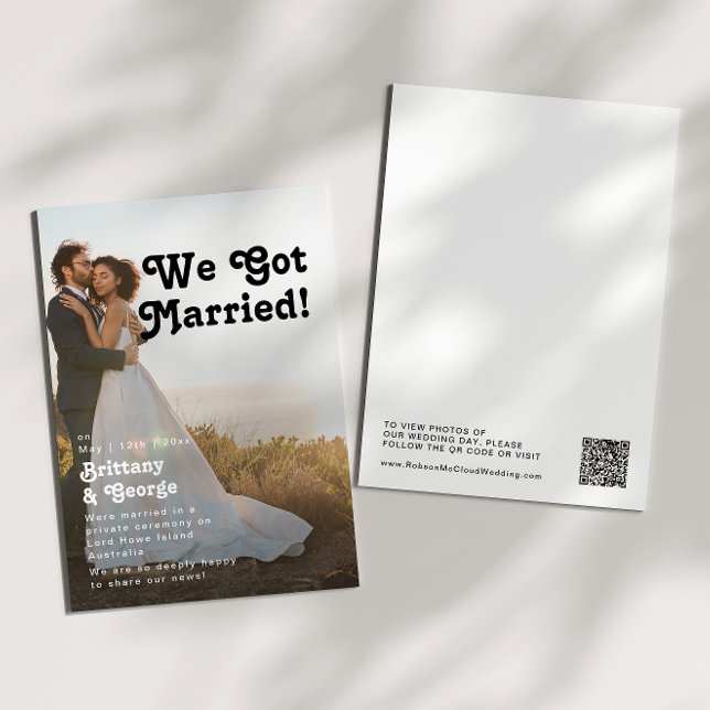 Modern Retro Fotografi Elopement Kunnskap Inbjudningar (Skapare uppladdad)