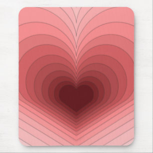 Modern Retro Funky Red Rosa Heart Mousepad Musmatta
