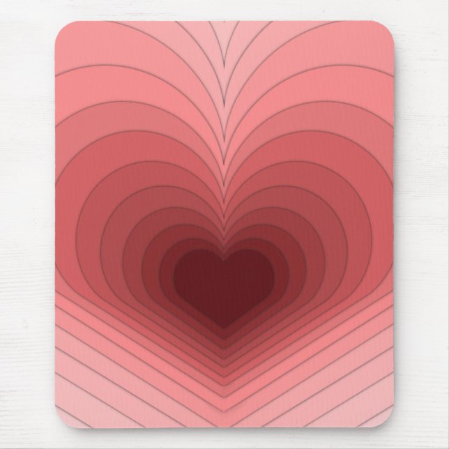 Modern Retro Funky Red Rosa Heart Mousepad Musmatta (Framsidan)