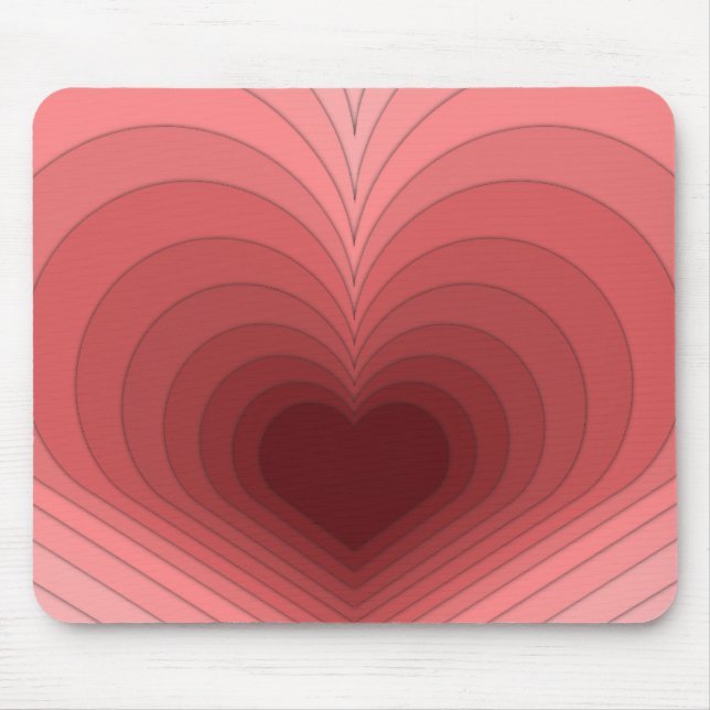 Modern Retro Funky Rosa Red Heart Mousepad Musmatta (Framsidan)