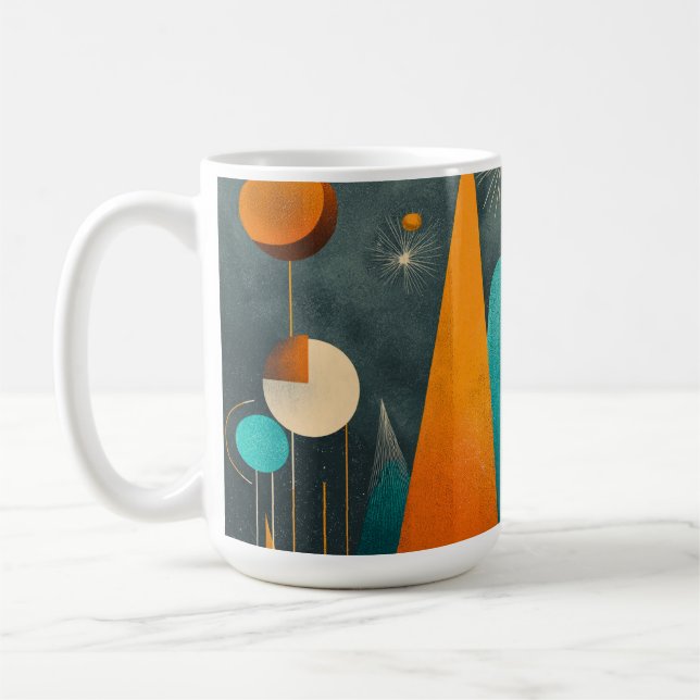 ✨Modern Retro Futuristisk Rymdabstrakt Konst ✨ Kaffemugg (Vänster)