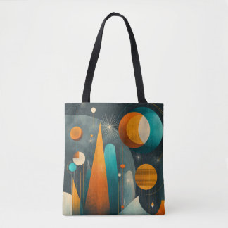 ✨Modern Retro Futuristisk Rymdabstrakt Konst ✨ Tygkasse