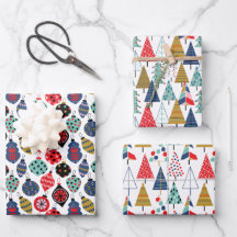 Modern Retro Geometric jul Mönster, 3-årsuppsättni