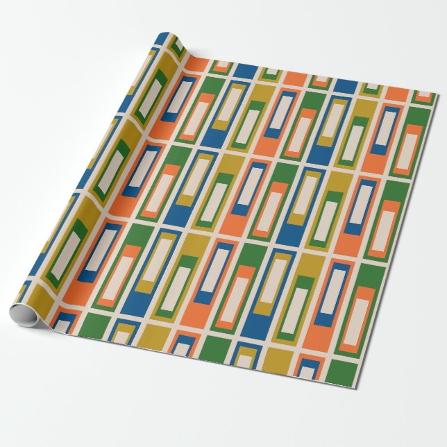 Modern Retro Geometric Lexington Ave för medelårhu Presentpapper (Utrullad)