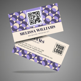 Modern Retro Geometric Pattern Lavender Cream  Visitkort