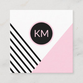 Modern Retro Geometric Pop Art med monogram Logoty Fyrkantigt Visitkort