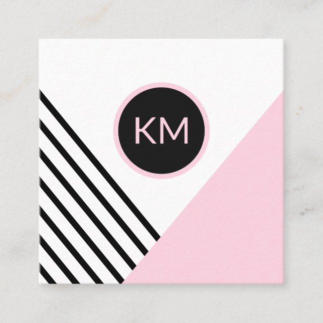 Modern Retro Geometric Pop Art med monogram Logoty Fyrkantigt Visitkort (Framsida)
