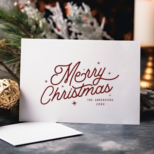 Modern Retro God jul | Cherry Red Julkort (Skapare uppladdad)