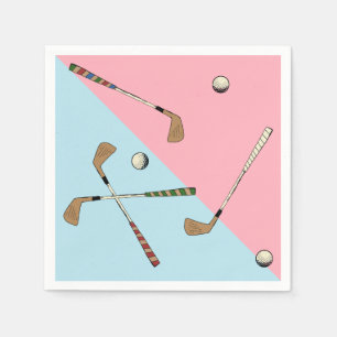 Modern Retro Golf Golfer Rosa Blue Mönster Pappersservett