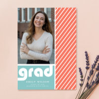 Modern Retro Grad Fotografi Utexamensinbjudan