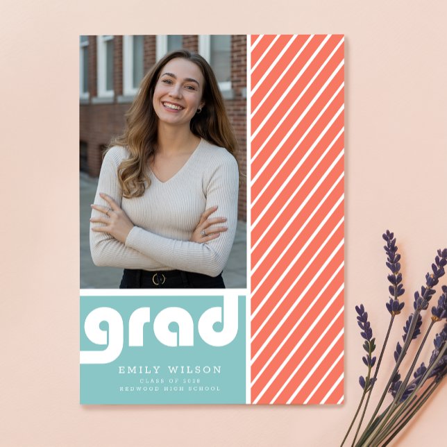 Modern Retro Grad Fotografi Utexamensinbjudan Vykort (Skapare uppladdad)