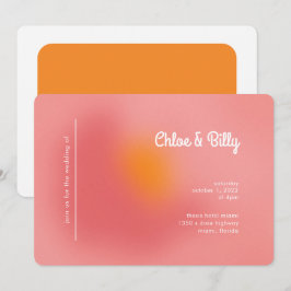 Modern Retro-gradient Rosa Orange OSA Bröllop Inbjudningar