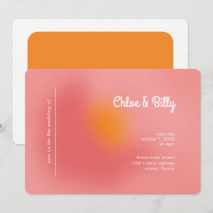 Modern Retro-gradient Rosa Orange OSA Bröllop Inbjudningar