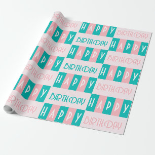 Modern Retro Grattis på födelsedagen Rosa Blue i m Presentpapper