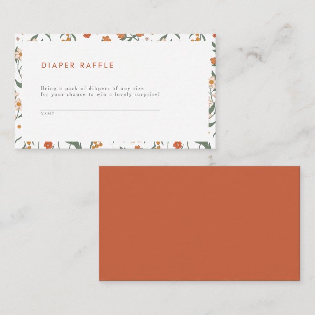 Modern Retro Groovy Diaper Raffle-spel Tilläggskort (Fram/baksida)