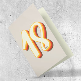 Modern Retro Groovy Grå Arton 18-årsdag Kort