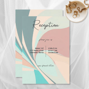 Modern Retro Groovy Peach Teal & Aqua Reception Tilläggskort