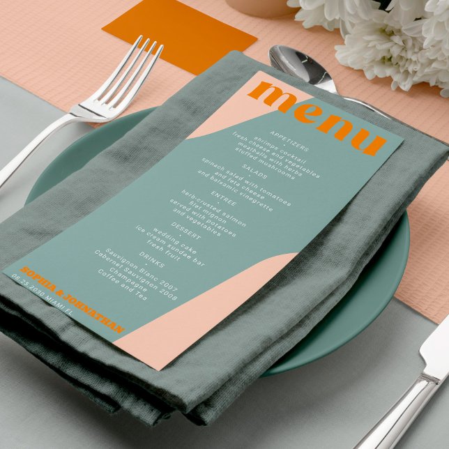Modern retro groovy wedding template menu meny (Skapare uppladdad)
