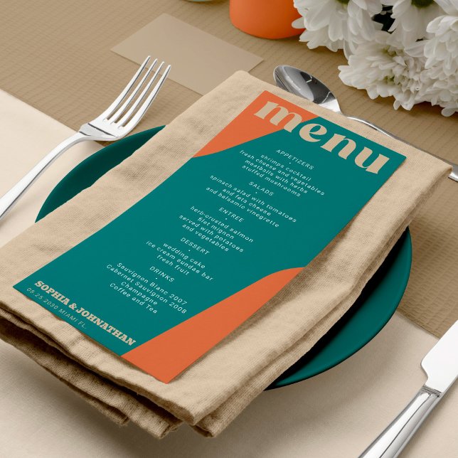 Modern retro groovy wedding template menu meny (Skapare uppladdad)