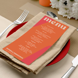 Modern retro groovy wedding template menu meny