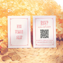 Modern Retro Hand Drawn QR Spanish Wedding RSVP Tilläggskort