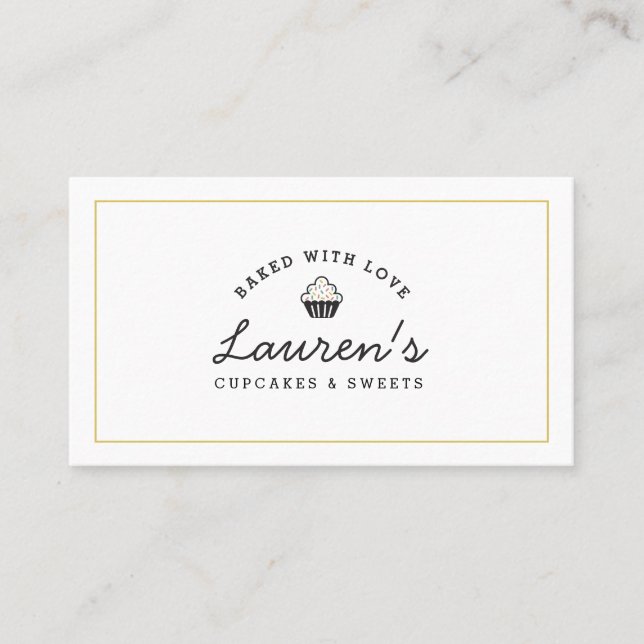 Modern Retro Hem Bageri Logo Cupcakes Godis Café Visitkort (Framsida)