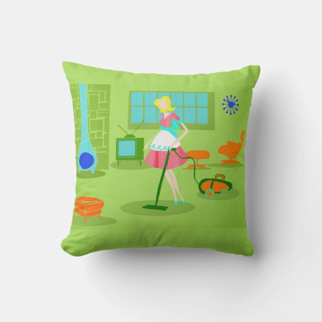 Modern Retro hemmafrudekorativ kudde för mitt- (Framsida)