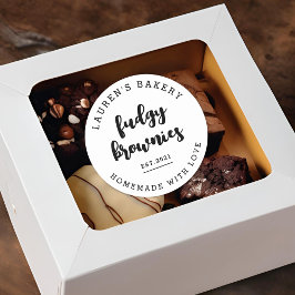 Modern Retro Home Bakery Logotyp Homemade Brownies Runt Klistermärke