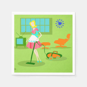 Modern Retro Housefru Papper Napkins Pappersservett