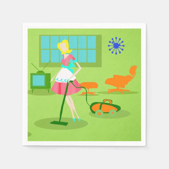 Modern Retro Housefru Papper Napkins Pappersservett (Framsidan)