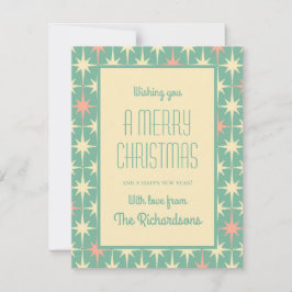 Modern Retro i mitten av århundradet stjärnar julh Julkort