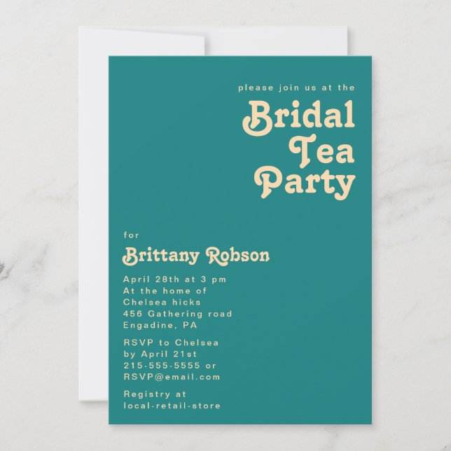 Modern Retro | Inbjudan till Tea Party-Möhippan (Framsida)