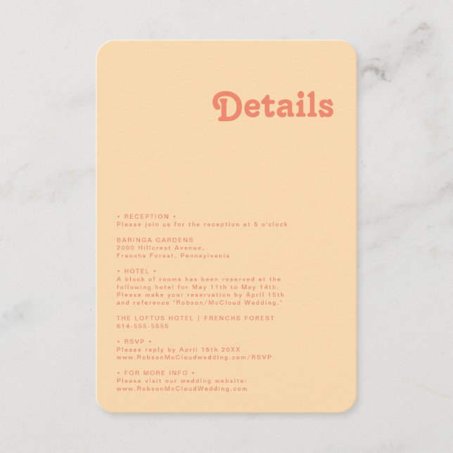 Modern Retro | Information om Cream-Orangen Rundad Tilläggskort (Framsida)