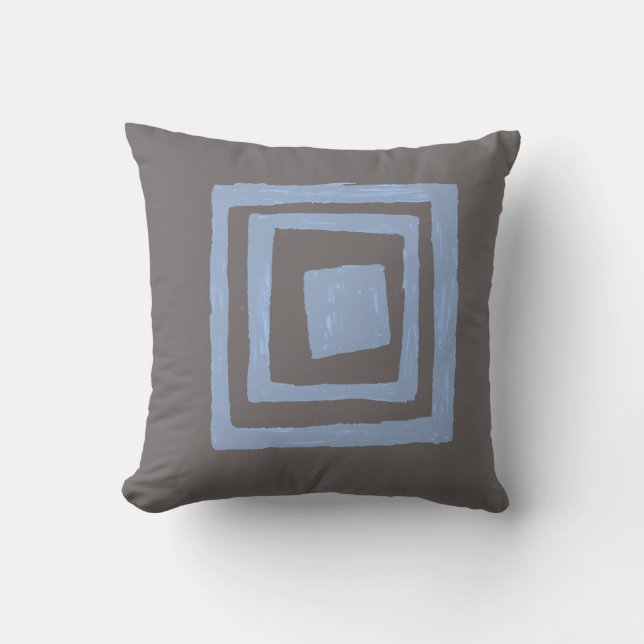 Modern Retro Inspired-fyrkanter i Grått Blue Kudde (Framsida)