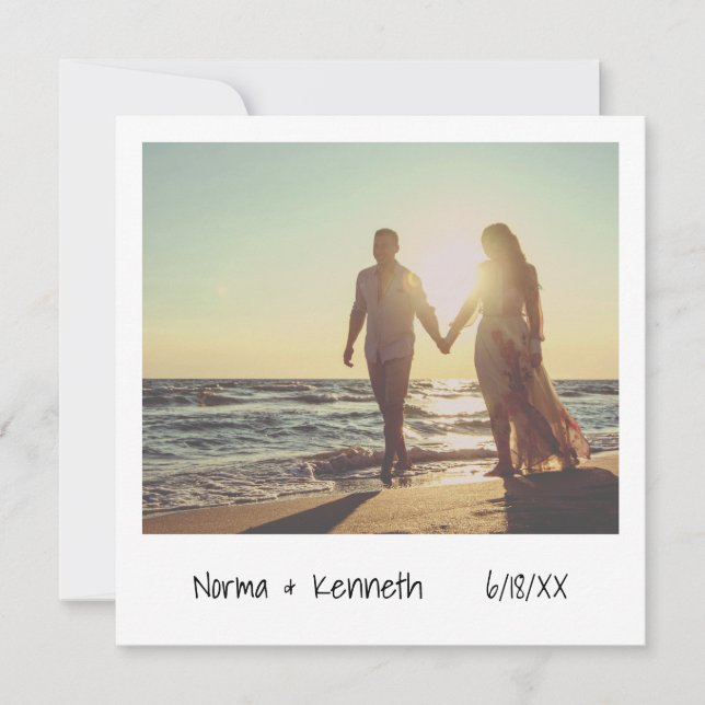 Modern Retro Instant Foto Bröllop Inbjudningar (Framsida)