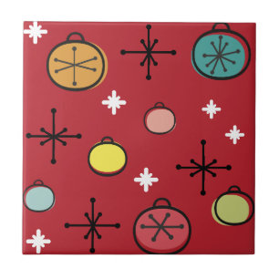 Modern Retro-julklapp röd Kakelplatta