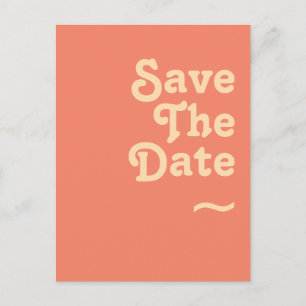 Modern Retro Korall Save The Date Inbjudan Vykort