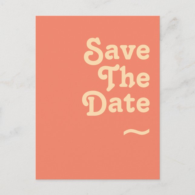 Modern Retro | Korall Save The Date Inbjudan Vykort (Framsida)