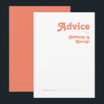 Modern Retro | Korallbröllop rådkort<br><div class="desc">Det här moderna retro | korallbröllopskortet är perfekt för ditt enkla vintage, färgglada tropiska bohemiska sommarbröllop. Den unika bohemiska fonten från mitten av seklet ger designen en klassisk minimalistisk groovy hippie-vib. Om du letar efter en design med ljusa, djärva färger för ditt kreativa 70-tals beachbröllop, är den här produkten, och...</div>