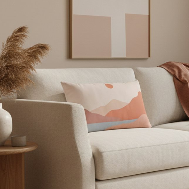 Modern Retro-landskapets Orange i mitten av århund Lumbarkudde (Skapare uppladdad)