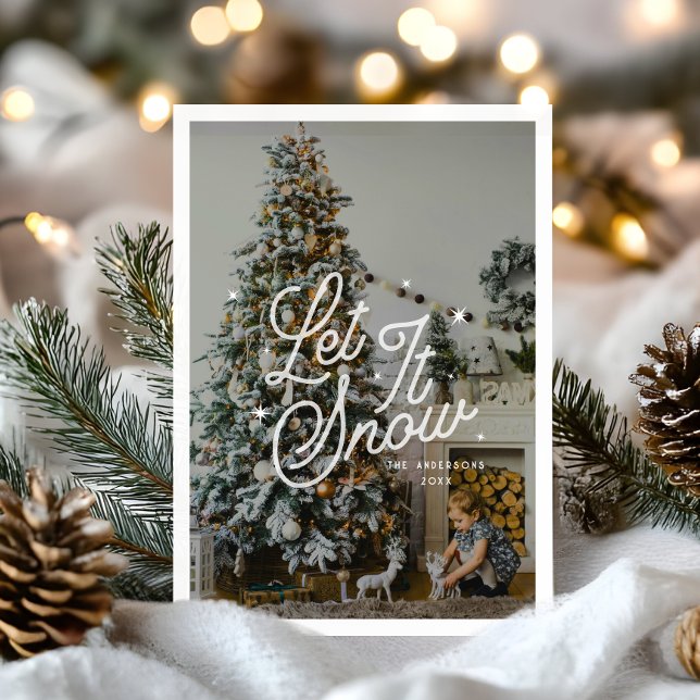 Modern Retro Låt det snöa fotopilskript Julkort (Skapare uppladdad)