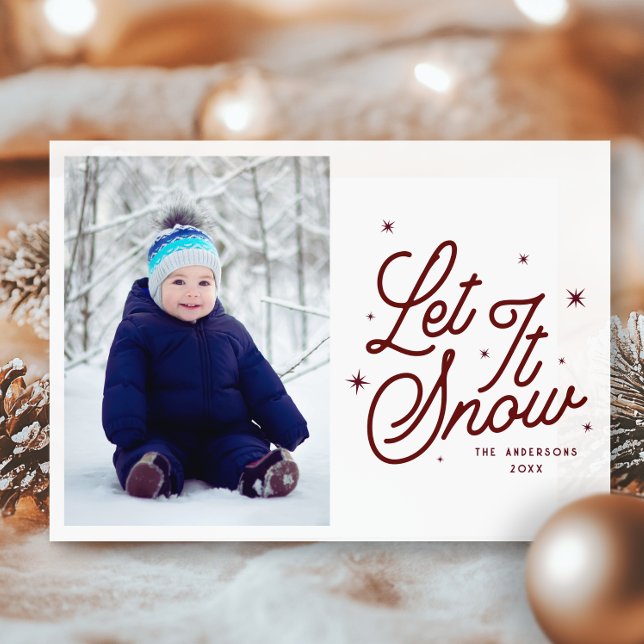 Modern Retro Låt det snöa fotopilskript Julkort (Skapare uppladdad)