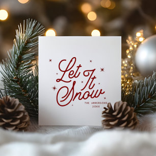 Modern Retro Låt det snöa julskript Röd Julkort
