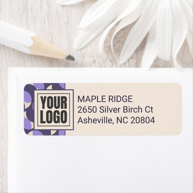 Modern Retro Lavender Geometric Address Label Returadress Etikett (Insitu)