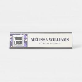 Modern Retro Lavender Geometric Desk Name Plate