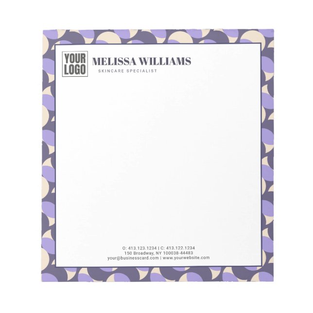 Modern Retro Lavender Geometric Notepad Anteckningsblock (Framsida)