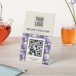 Modern Retro Lavender Geometric Pedestal Sign