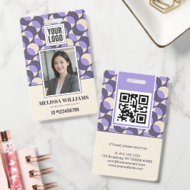 Modern Retro Lavender Geometric Photo ID Badge